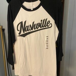 Black and White Nashville Raglan Shirt